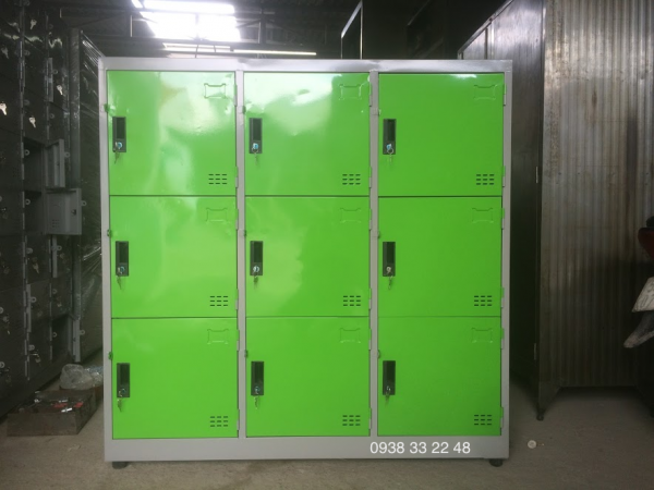 Tủ locker 9 ngăn 3 khoang xanh lá 9C3K-XL